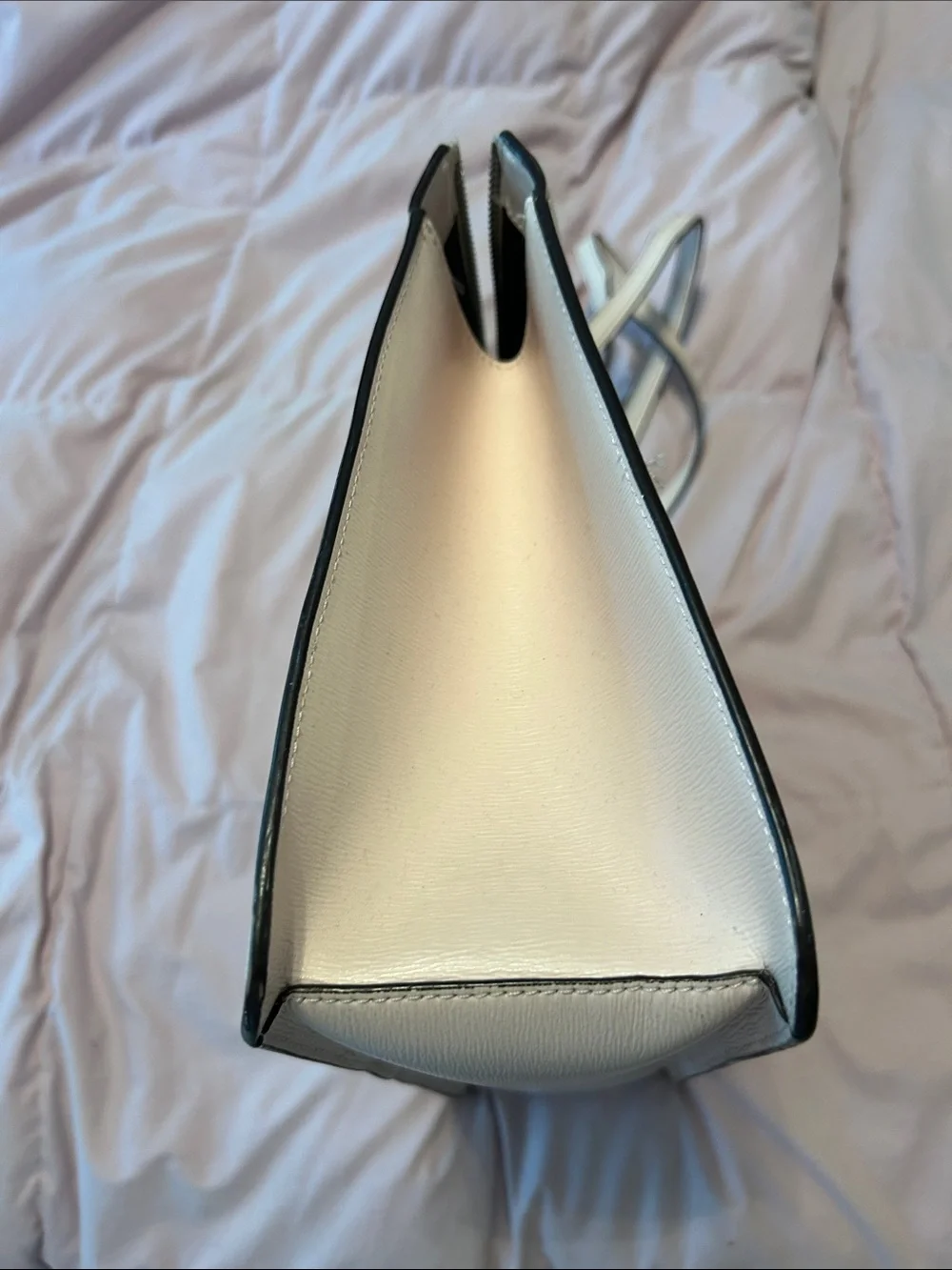 DKNY Cream Leather Tote with Chain-Trim Handles